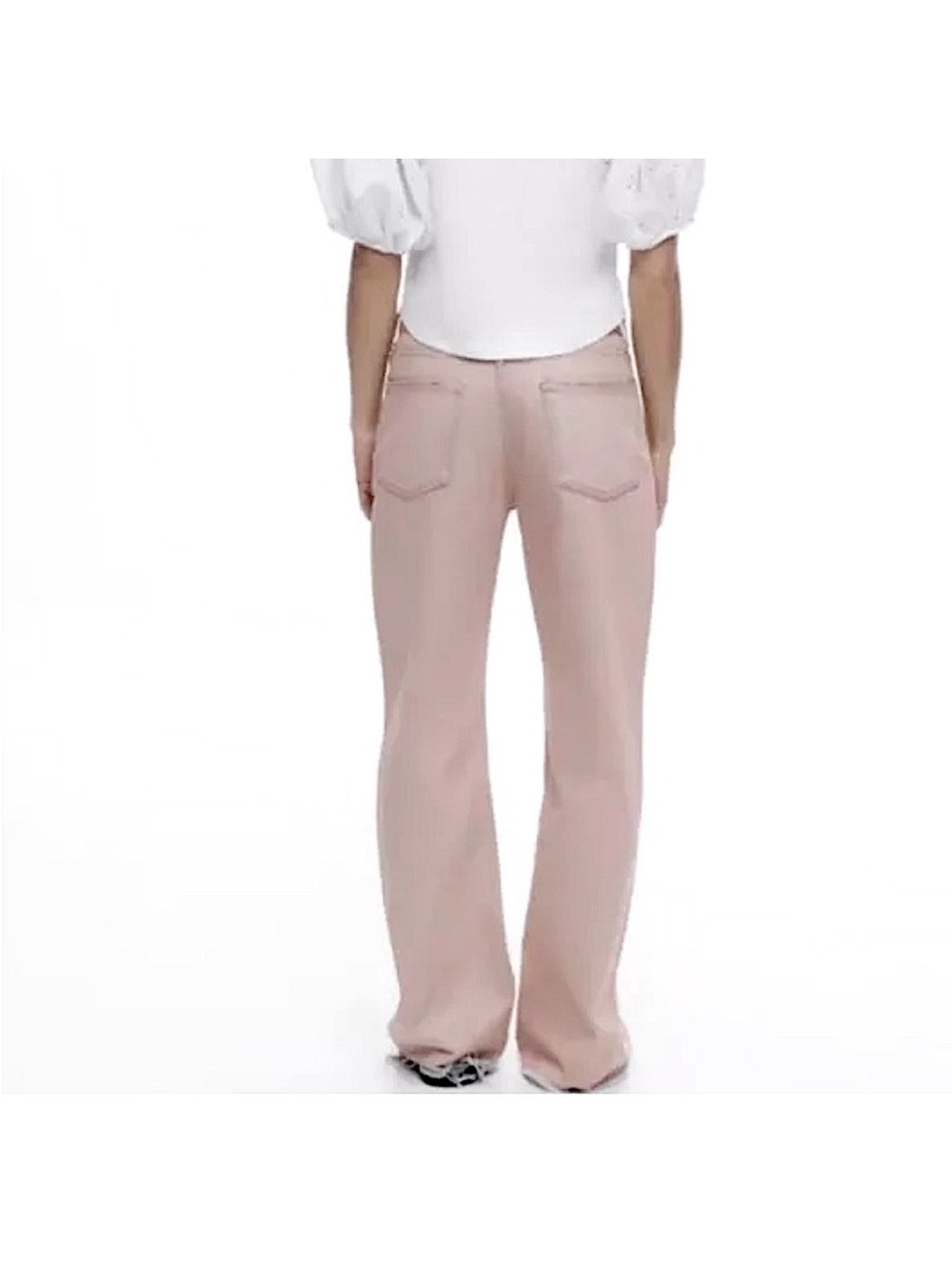 Zara Pastel Pink High-Rise Wide-Leg Jeans - Picture 3 of 9